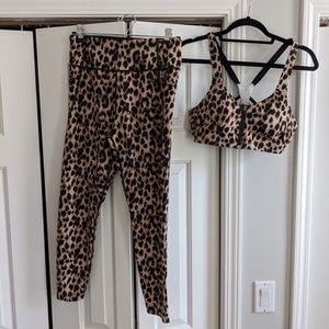 Victoria's Secret Knockout Leopard Print Sports Bra & Workout Tights